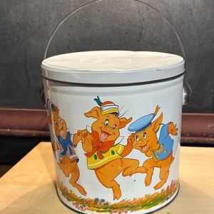 Vintage Tin with Three Little Pigs Design